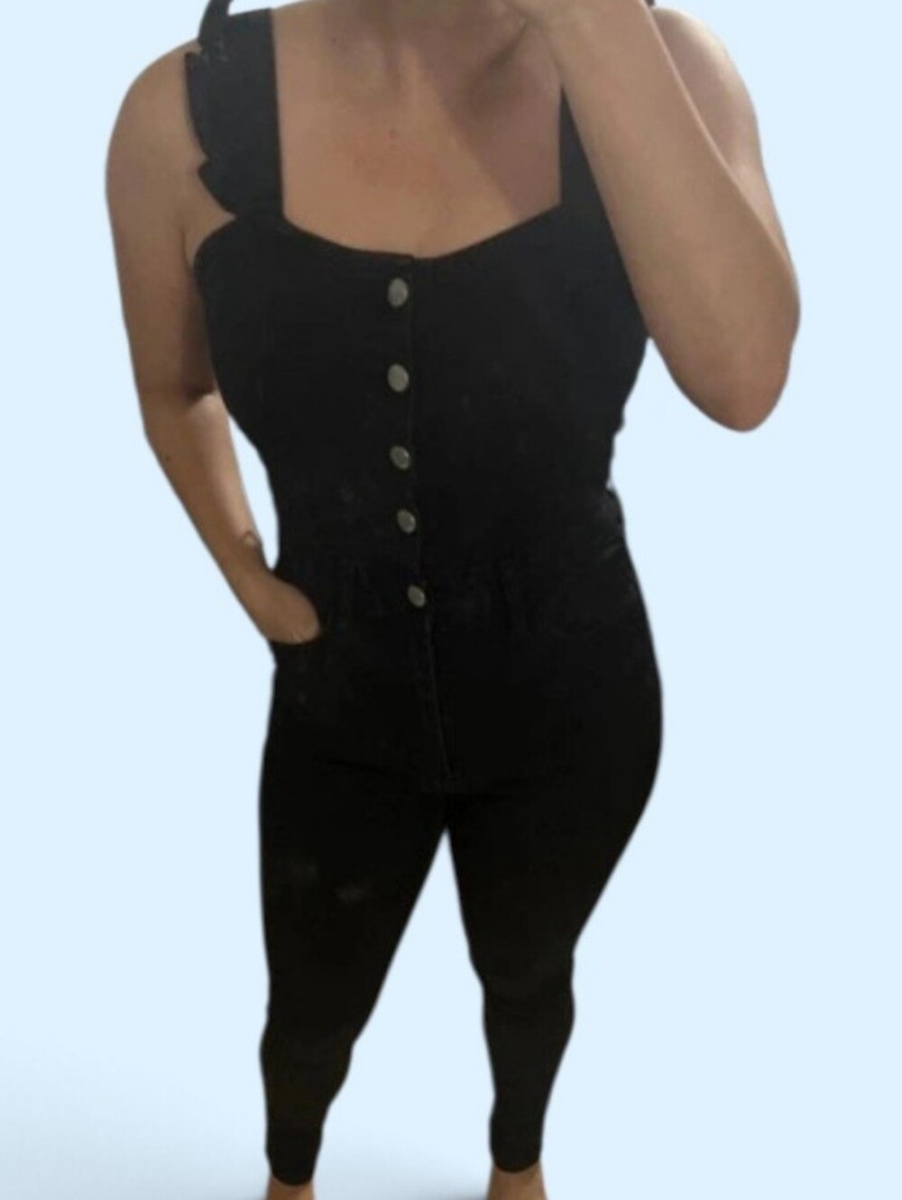 Button-Front One-Piece Jumpsuit - Picture 5 of 5